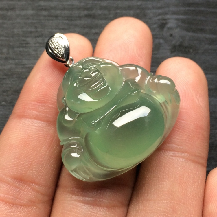 （超值推荐）冰种晴水玉佛挂件（金扣）