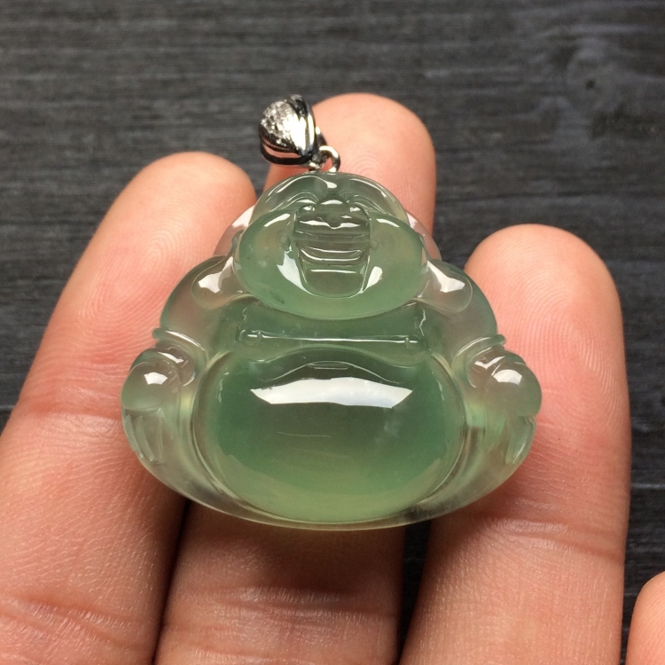 （超值推荐）冰种晴水玉佛挂件（金扣）