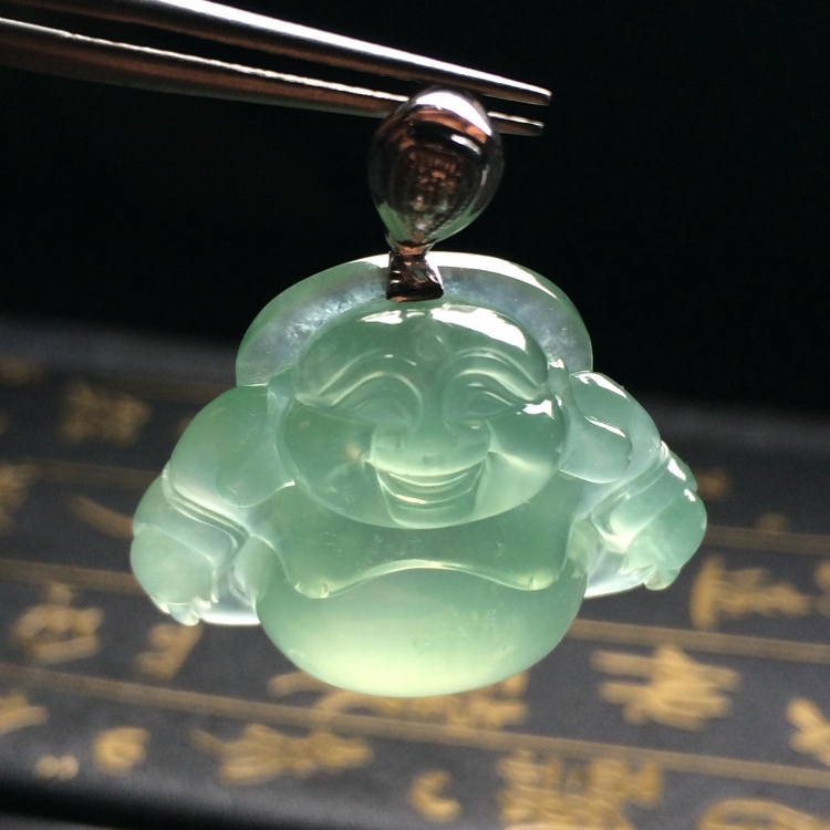 （超值推荐）冰种晴水玉佛挂件（金扣）