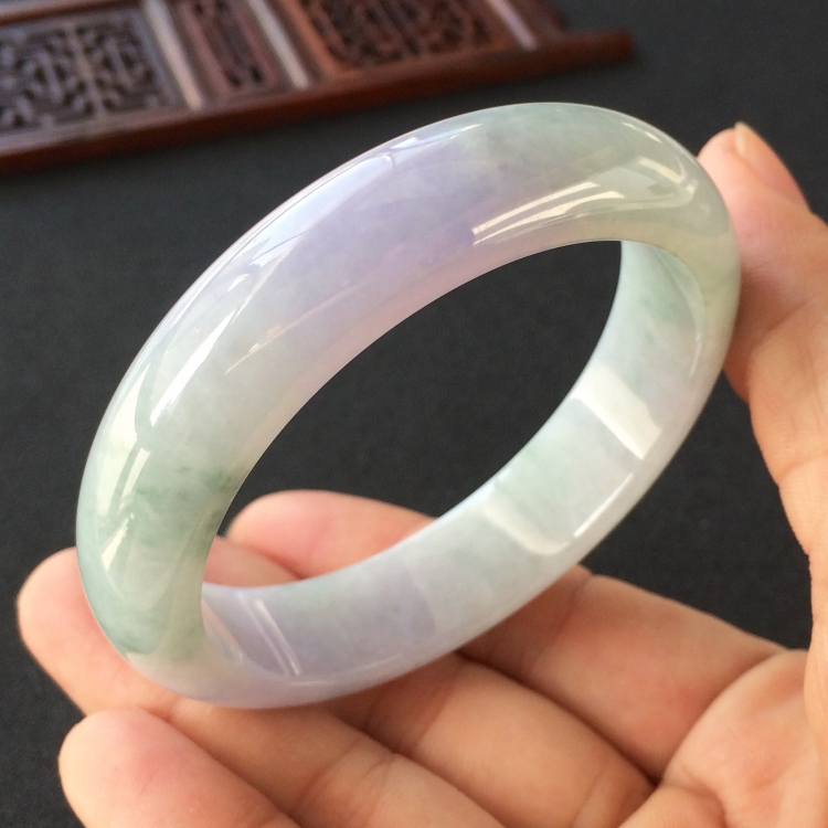 (超值推荐)糯冰种紫罗兰飘花手镯(57.5mm)