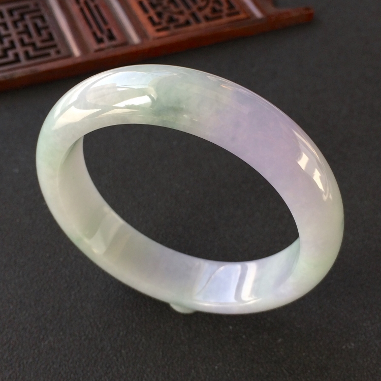 (超值推荐)糯冰种紫罗兰飘花手镯(57.5mm)