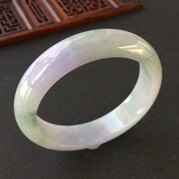 (超值推荐)糯冰种紫罗兰飘花手镯(57.5mm)