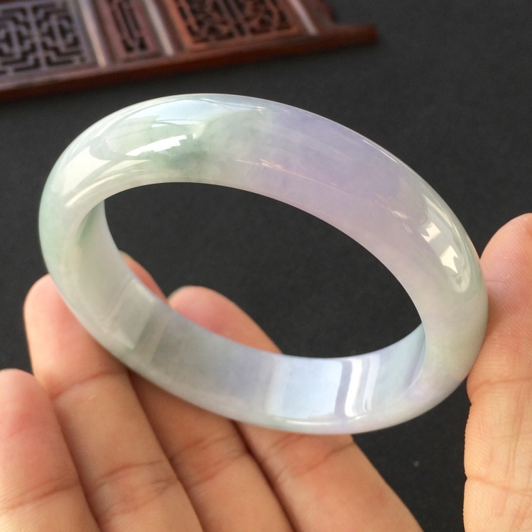 (超值推荐)糯冰种紫罗兰飘花手镯(57.5mm)