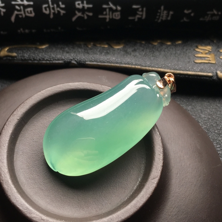 （超值推荐）冰种晴水福瓜挂件（金扣）