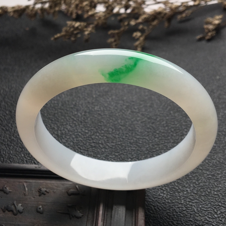 （超值推荐）糯冰种飘翠手镯（56.2mm）