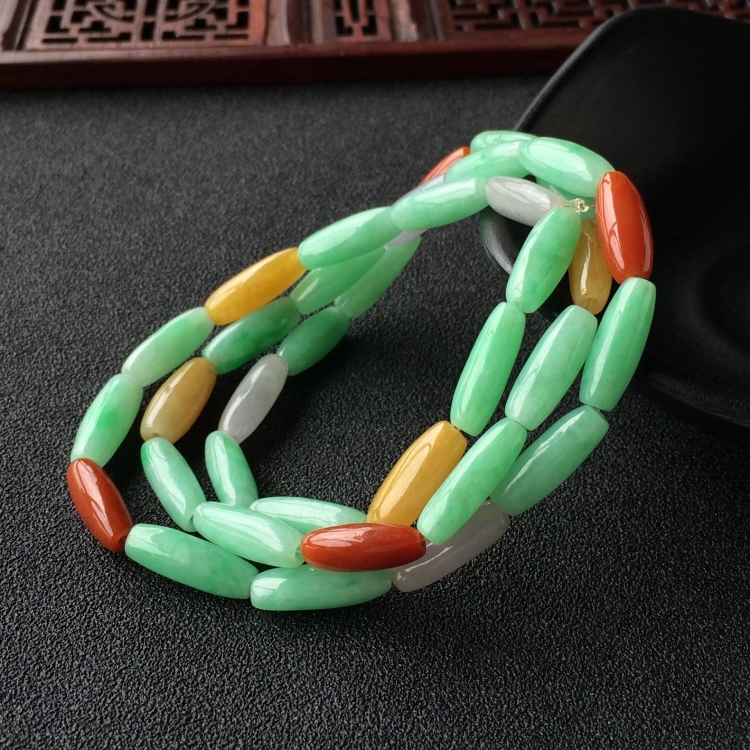 (超值推荐)糯冰种三彩手链
