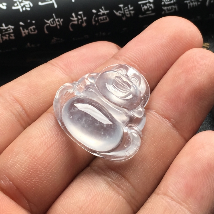 （超值推荐）冰种无色玉佛挂件