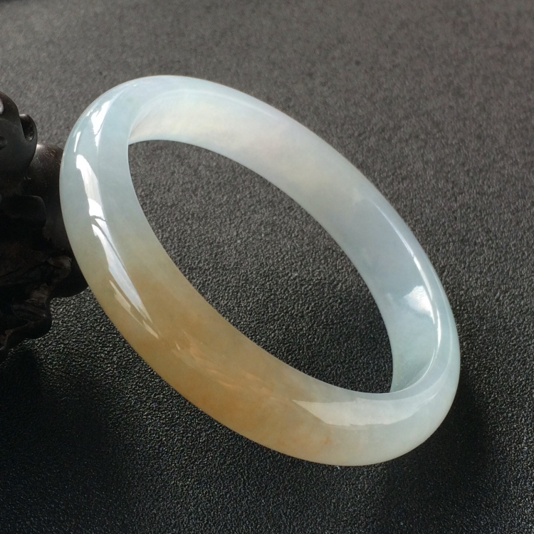 (超值推荐)糯冰种黄翡略飘花手镯(57.2mm)