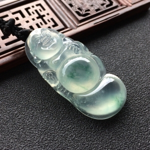 (超值推荐)冰种飘花布袋佛挂件