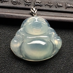 （超值推荐）冰种淡晴水玉佛挂件（金扣）