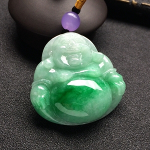 （超值推荐）糯冰种飘翠玉佛挂件