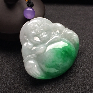 （超值推荐）糯冰种飘翠玉佛挂件