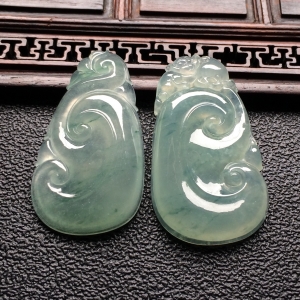 （超值推荐）冰种飘花如意挂件（一对）