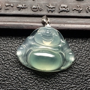 （超值推荐）冰种淡晴水玉佛挂件（金扣）