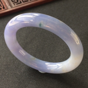 (超值推荐)糯冰种紫罗兰略飘花圆条手镯(55.7mm)