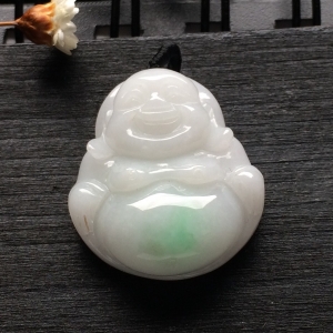 （超值推荐）糯冰种白底青玉佛挂件