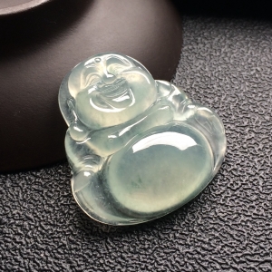 （超值推荐）冰种淡晴水略飘花玉佛挂件