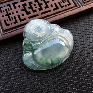 (超值推荐)冰种飘花玉佛挂件