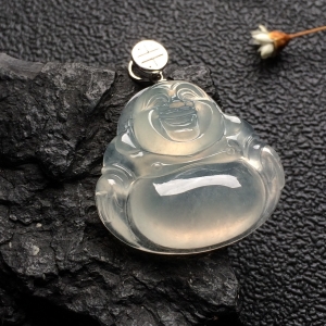（超值推荐）冰种淡晴水玉佛挂件（金扣）