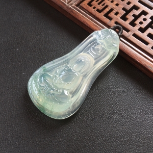 (超值推荐)冰种飘花龙树菩萨挂件