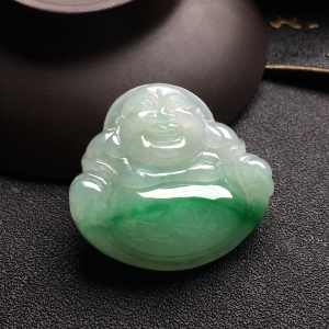 （超值推荐）糯冰种飘翠玉佛挂件