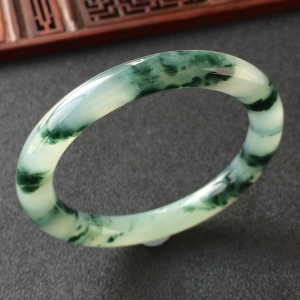 (超值推荐)冰种飘花圆条手镯(53.8mm)