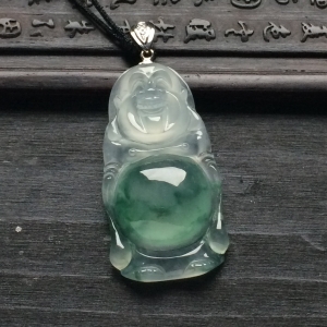 （超值推荐）冰种飘花站佛挂件（金扣）