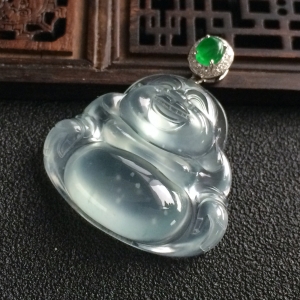 (超值推荐)冰种晴水玉佛挂件(金扣)