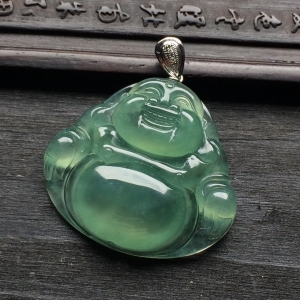 （超值推荐）冰种晴水玉佛挂件（金扣）