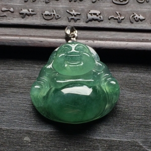 （超值推荐）冰种晴水玉佛挂件（金扣）