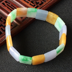 (超值推荐)糯冰种三彩方片手链