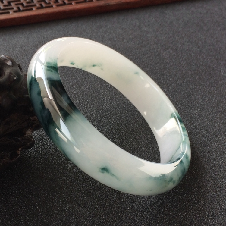(超值推荐)糯冰种飘花手镯(58.5mm)