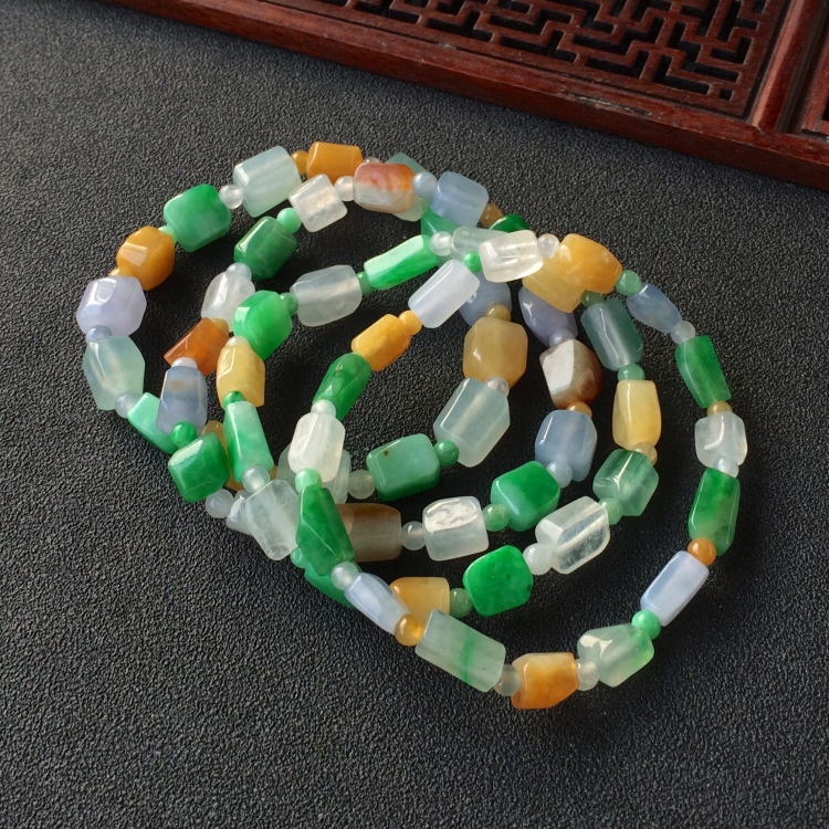 (超值推荐)糯冰种三彩手链(单价)