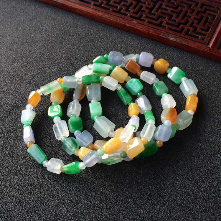 (超值推荐)糯冰种三彩手链(单价)