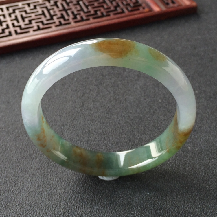 (超值推荐)糯冰种晴水褐黄翡手镯(55.5mm)