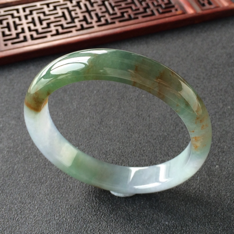 (超值推荐)糯冰种晴水褐黄翡手镯(55.5mm)