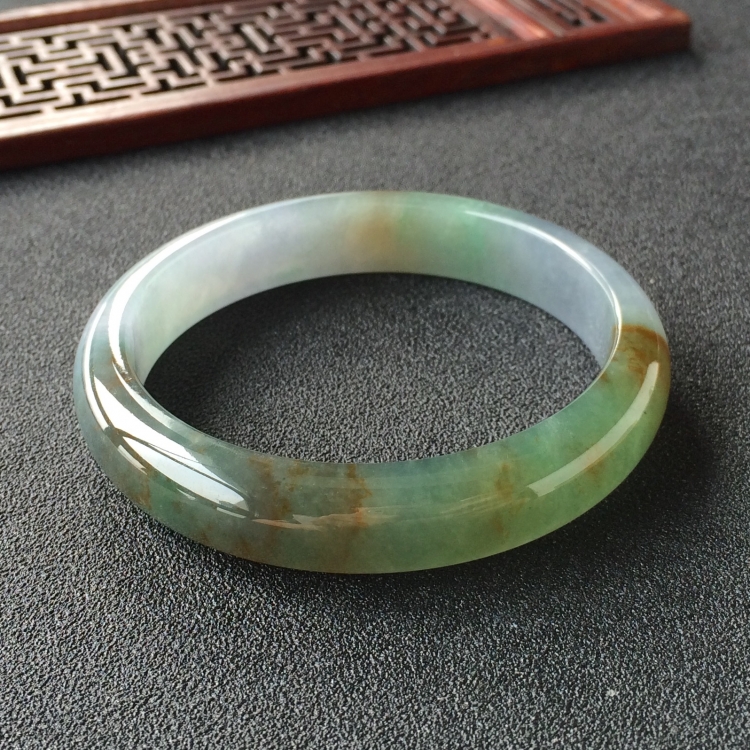 (超值推荐)糯冰种晴水褐黄翡手镯(55.5mm)