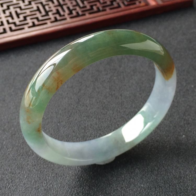 (超值推荐)糯冰种晴水褐黄翡手镯(55.5mm)