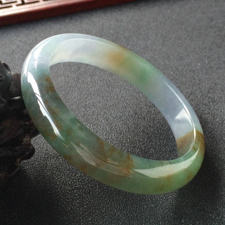 (超值推荐)糯冰种晴水褐黄翡手镯(55.5mm)