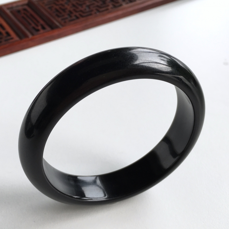 (超值推荐)细糯种墨翠手镯(55.3mm)