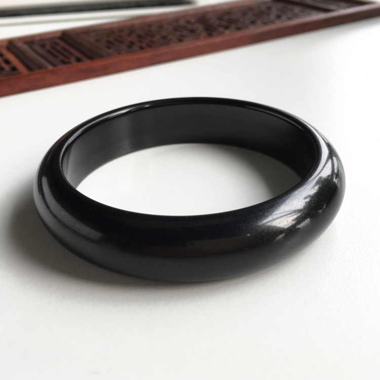 (超值推荐)细糯种墨翠手镯(55.3mm)