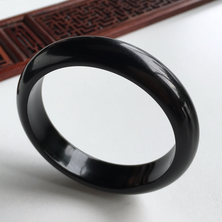 (超值推荐)细糯种墨翠手镯(55.3mm)