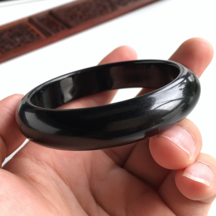 (超值推荐)细糯种墨翠手镯(55.3mm)