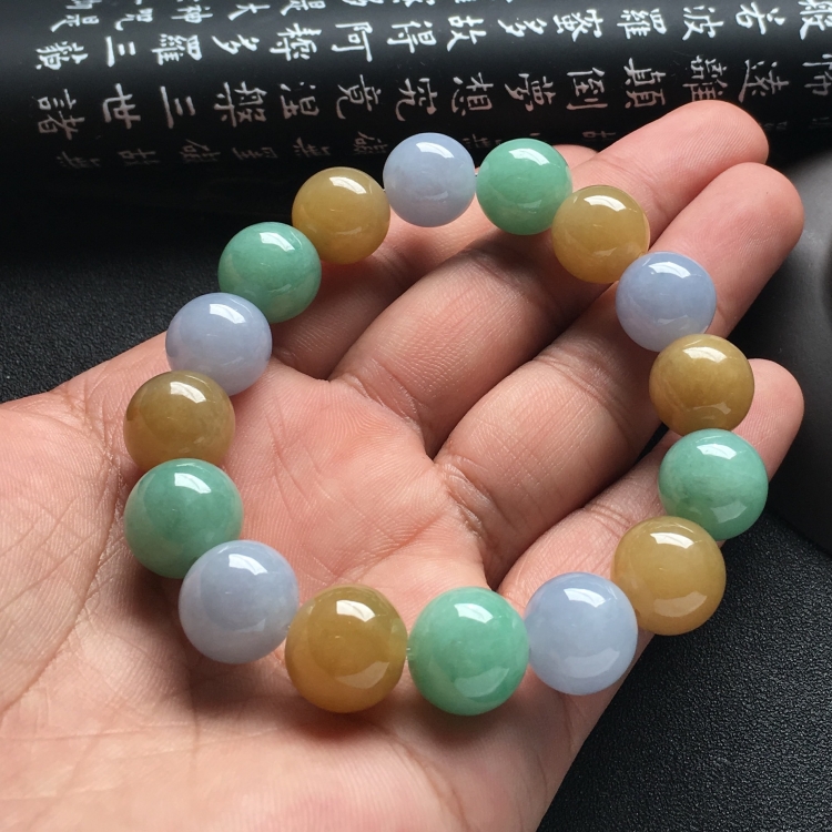 （超值推荐）糯冰种三彩手链