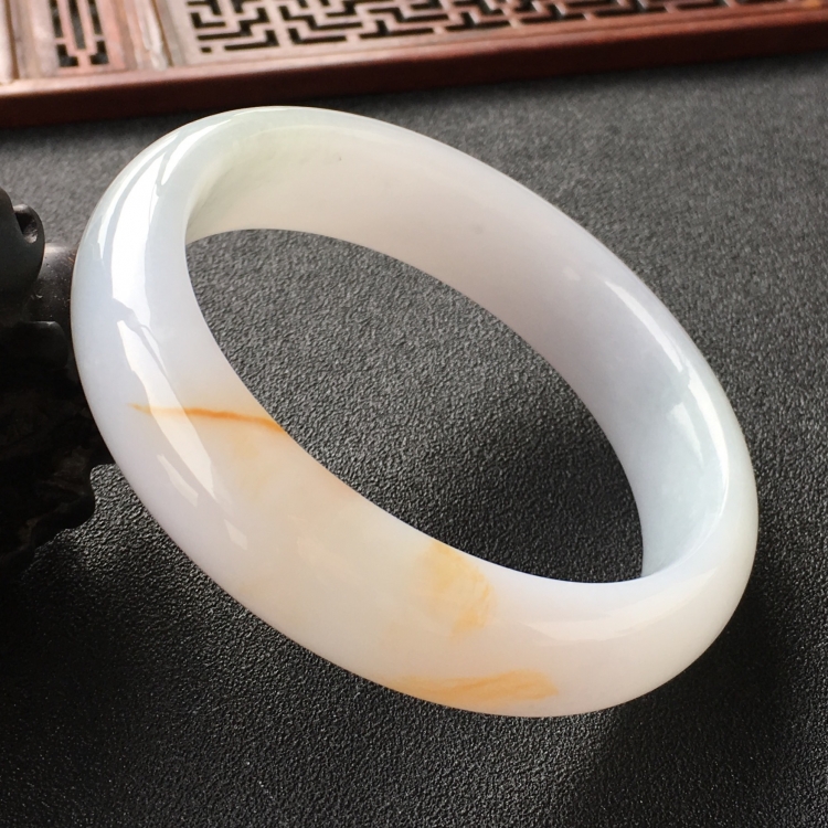(  超值推荐)糯冰种飘黄翡手镯(60.5mm)
