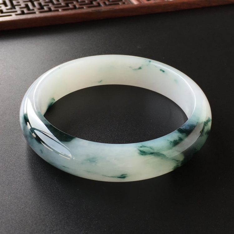(超值推荐)糯冰种飘花手镯(58.3mm)