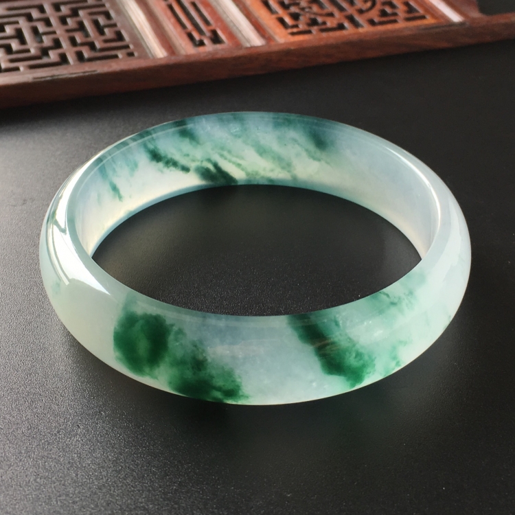 (超值推荐)冰种飘花手镯(59mm)