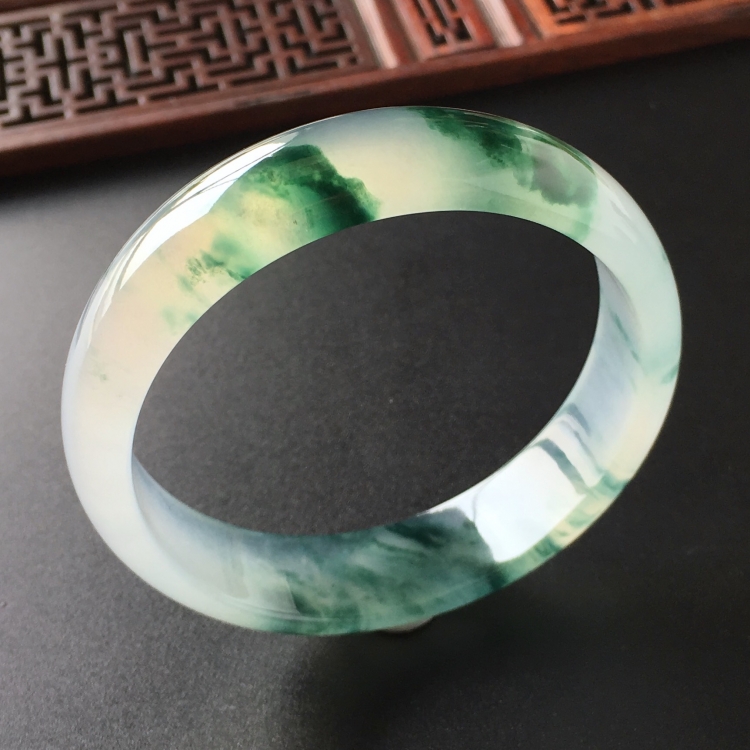 (超值推荐)冰种飘花手镯(59mm)