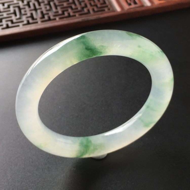 (超值推荐)冰种飘花圆条手镯(52.3mm)