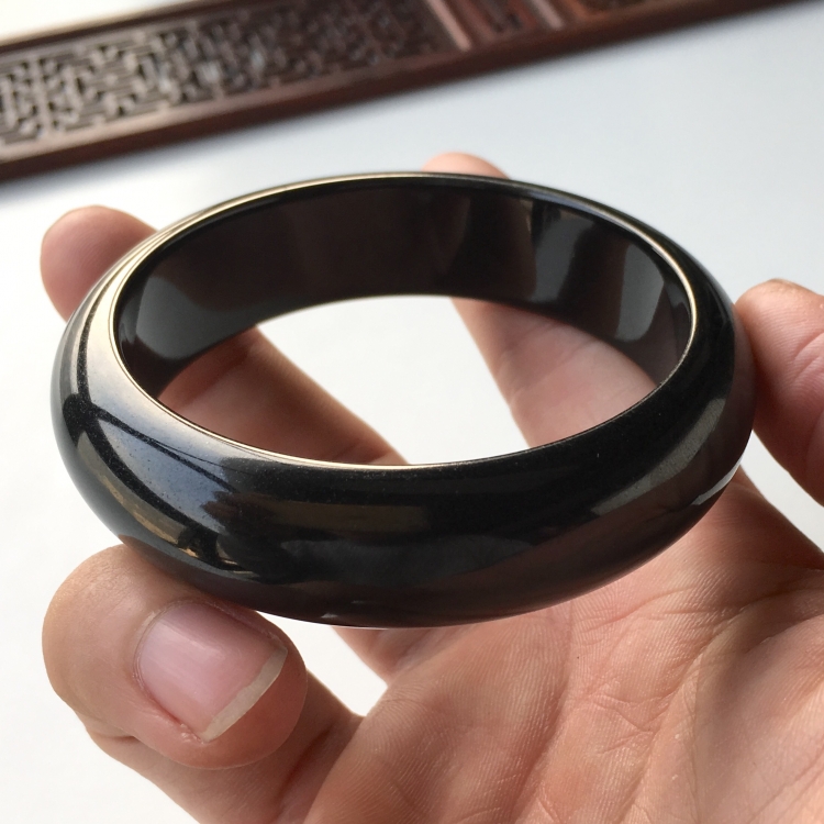 (超值推荐)细糯种墨翠手镯(57mm)